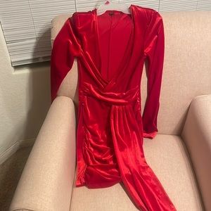 Red long sleeve dress